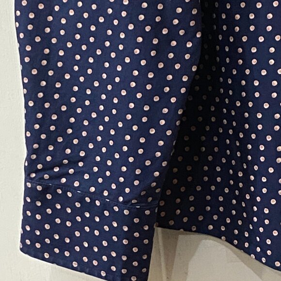 NEW Lands'End Supima No-Iron Sz 18 Blouse Shirt Long Sleeve Navy Polka Dot - Picture 4 of 12